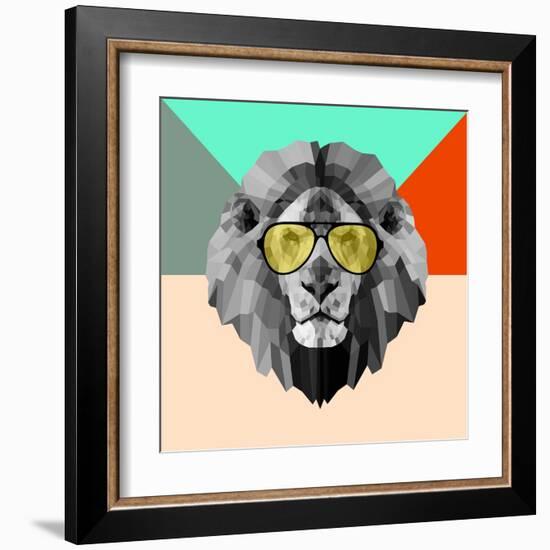 Party Lion in Glasses-Lisa Kroll-Framed Art Print