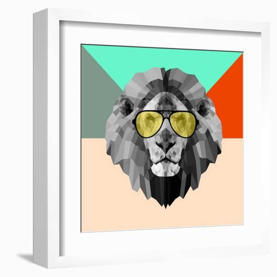 Party Lion in Glasses-Lisa Kroll-Framed Art Print