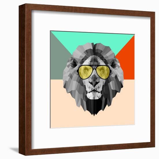 Party Lion in Glasses-Lisa Kroll-Framed Art Print