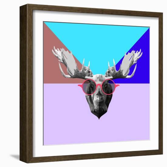 Party Moose in Glasses-Lisa Kroll-Framed Art Print