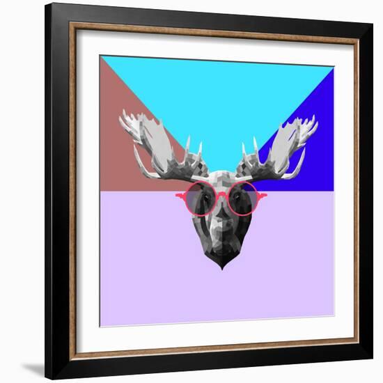 Party Moose in Glasses-Lisa Kroll-Framed Art Print