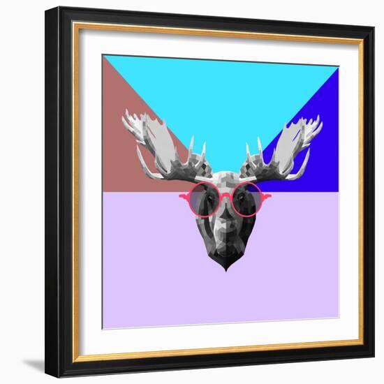 Party Moose in Glasses-Lisa Kroll-Framed Art Print