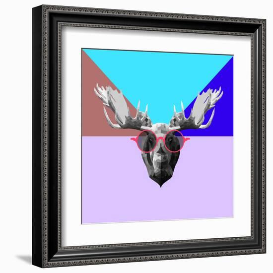 Party Moose in Glasses-Lisa Kroll-Framed Art Print