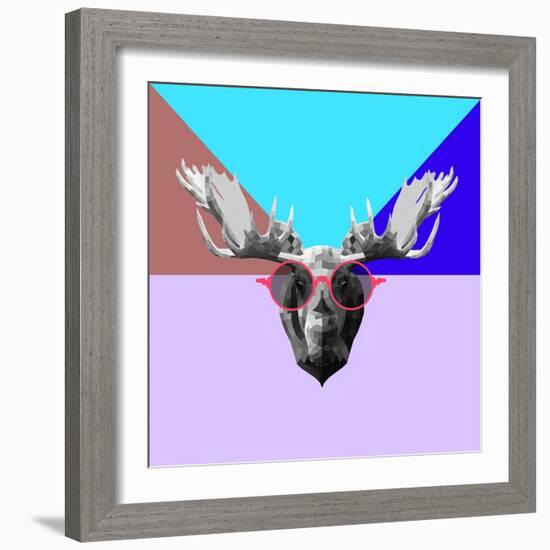 Party Moose in Glasses-Lisa Kroll-Framed Premium Giclee Print