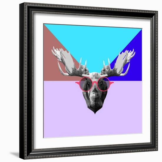 Party Moose in Glasses-Lisa Kroll-Framed Premium Giclee Print