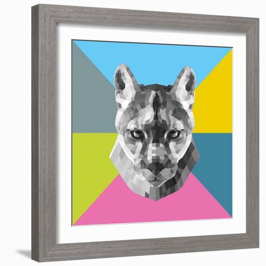 Party Mountain Lion-Lisa Kroll-Framed Art Print