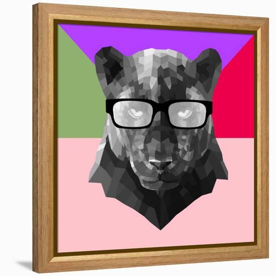 Party Panther in Glasses-Lisa Kroll-Framed Stretched Canvas