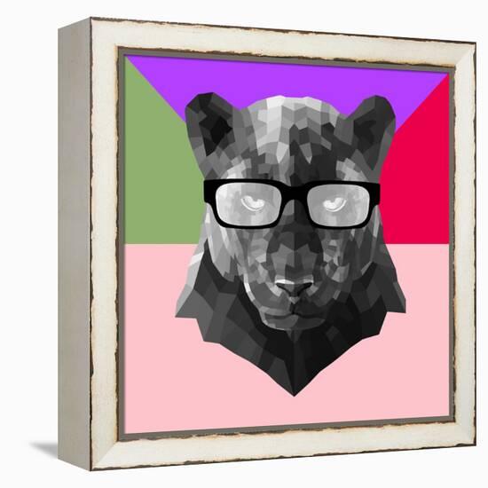 Party Panther in Glasses-Lisa Kroll-Framed Stretched Canvas