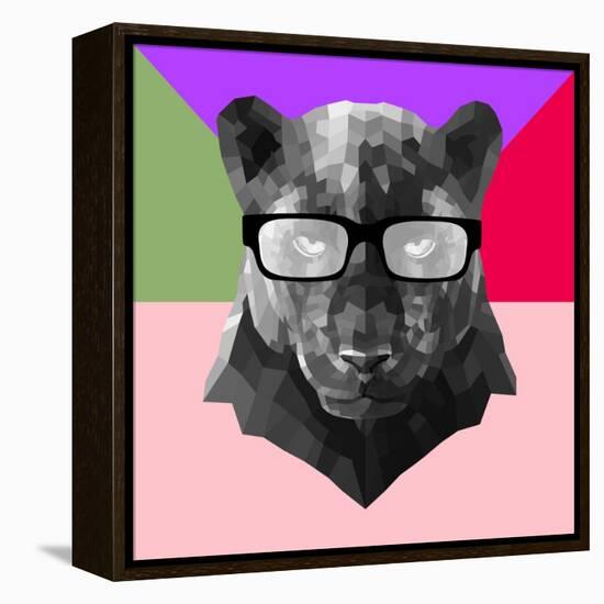 Party Panther in Glasses-Lisa Kroll-Framed Stretched Canvas