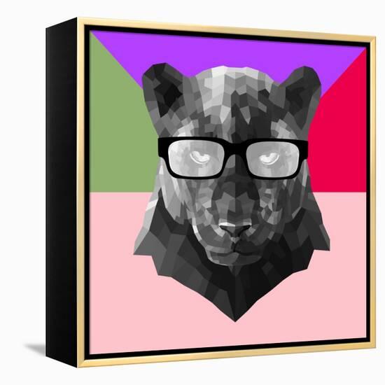 Party Panther in Glasses-Lisa Kroll-Framed Stretched Canvas