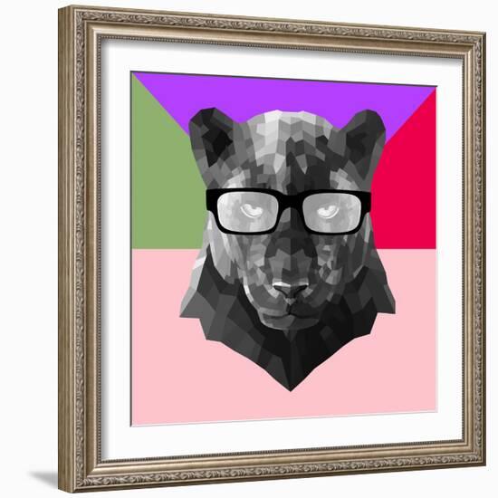 Party Panther in Glasses-Lisa Kroll-Framed Art Print