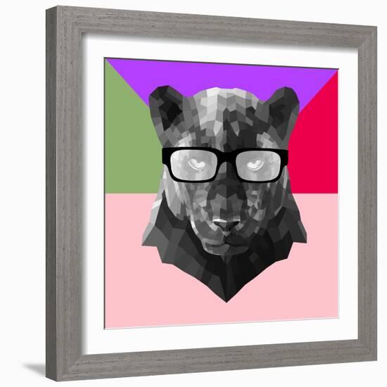 Party Panther in Glasses-Lisa Kroll-Framed Art Print