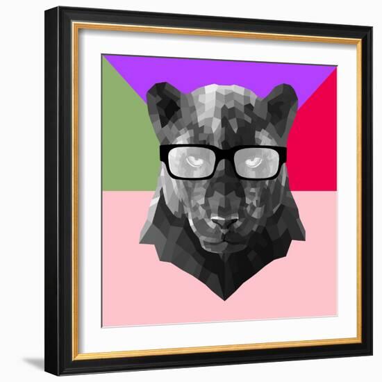 Party Panther in Glasses-Lisa Kroll-Framed Art Print