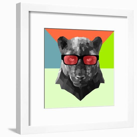 Party Panther in Red Glasses-Lisa Kroll-Framed Art Print