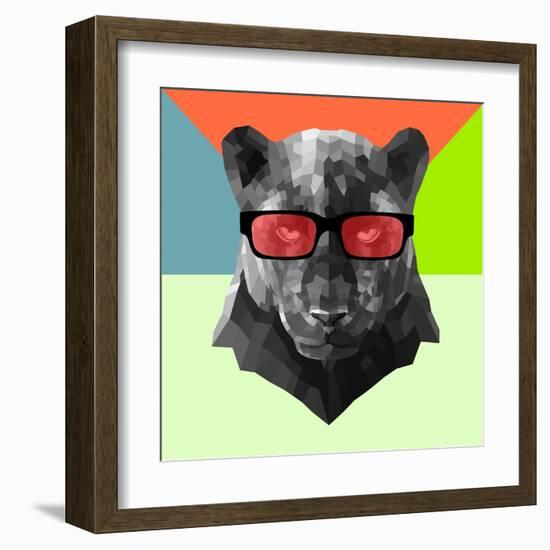Party Panther in Red Glasses-Lisa Kroll-Framed Art Print