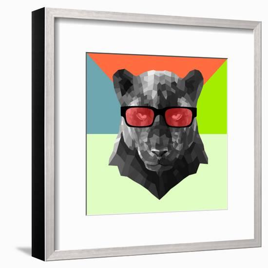 Party Panther in Red Glasses-Lisa Kroll-Framed Art Print