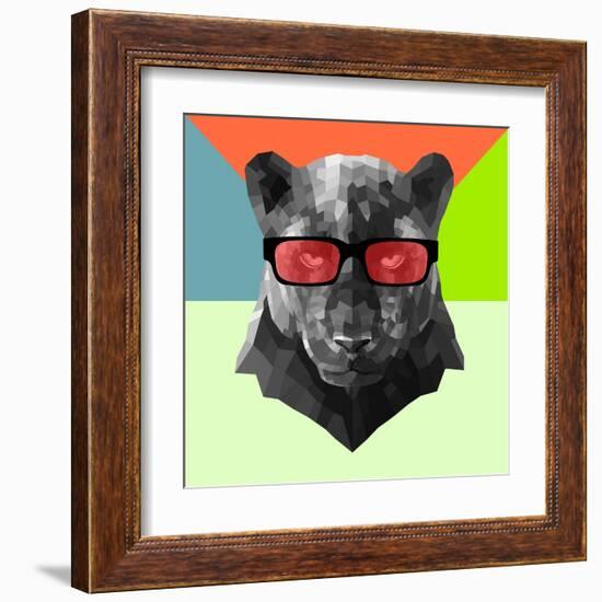 Party Panther in Red Glasses-Lisa Kroll-Framed Art Print