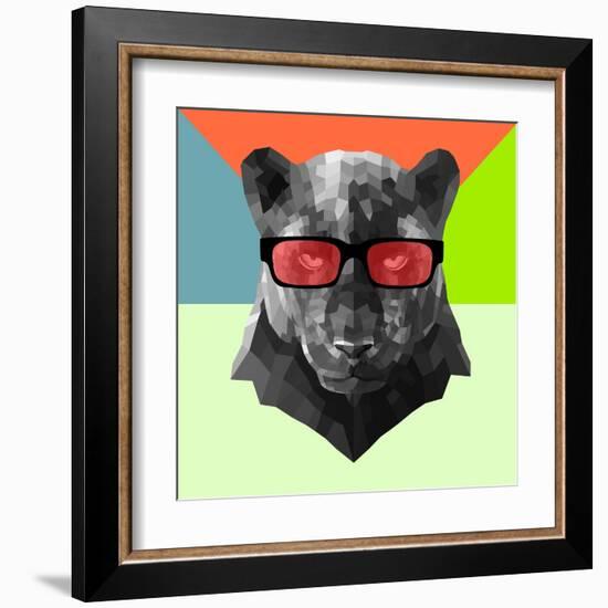 Party Panther in Red Glasses-Lisa Kroll-Framed Art Print