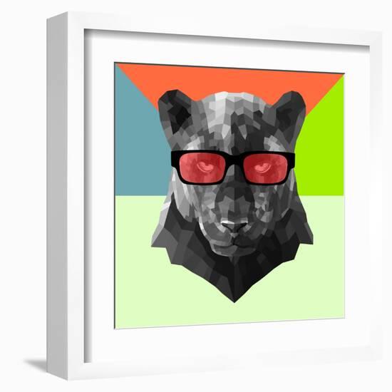 Party Panther in Red Glasses-Lisa Kroll-Framed Art Print