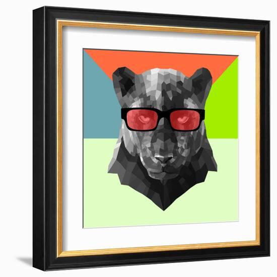 Party Panther in Red Glasses-Lisa Kroll-Framed Art Print