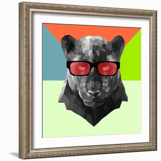 Party Panther in Red Glasses-Lisa Kroll-Framed Art Print