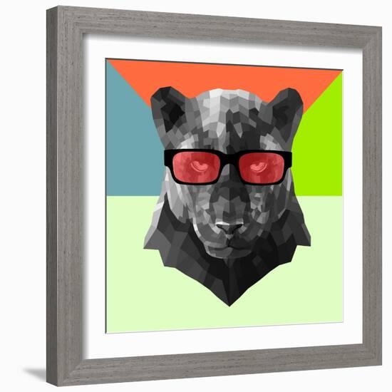 Party Panther in Red Glasses-Lisa Kroll-Framed Art Print