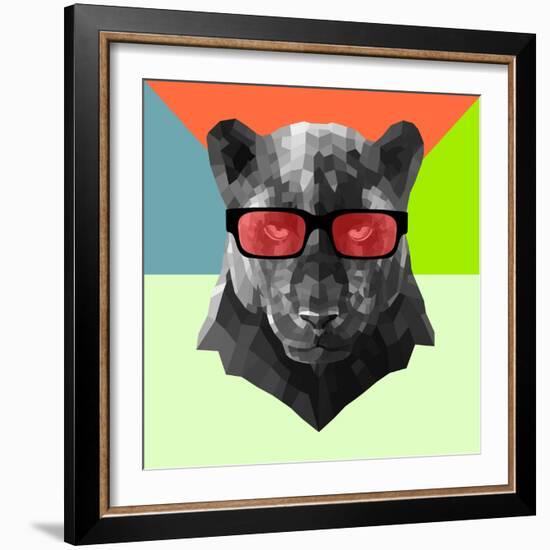 Party Panther in Red Glasses-Lisa Kroll-Framed Art Print