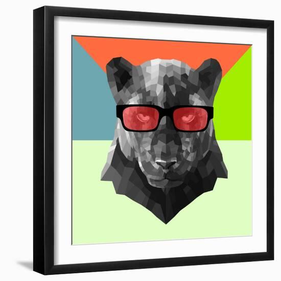 Party Panther in Red Glasses-Lisa Kroll-Framed Art Print