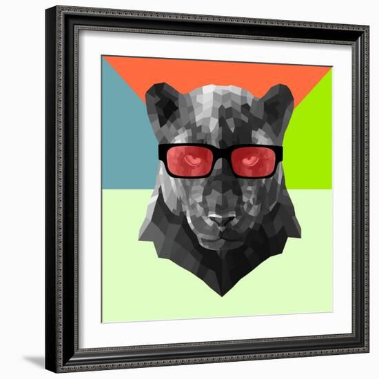 Party Panther in Red Glasses-Lisa Kroll-Framed Art Print