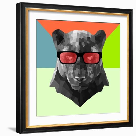 Party Panther in Red Glasses-Lisa Kroll-Framed Art Print