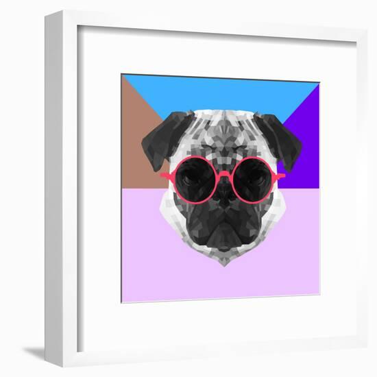 Party Pug in Pink Glasses-Lisa Kroll-Framed Art Print