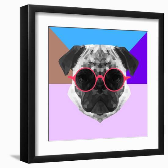 Party Pug in Pink Glasses-Lisa Kroll-Framed Art Print