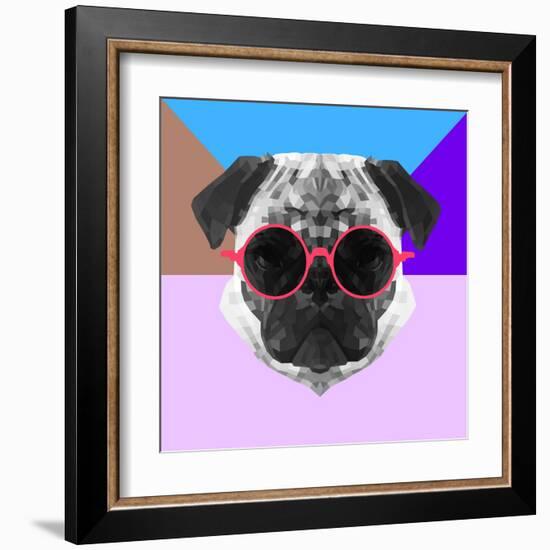 Party Pug in Pink Glasses-Lisa Kroll-Framed Art Print