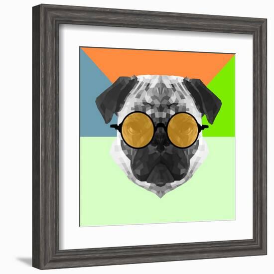 Party Pug in Yellow Glasses-Lisa Kroll-Framed Art Print