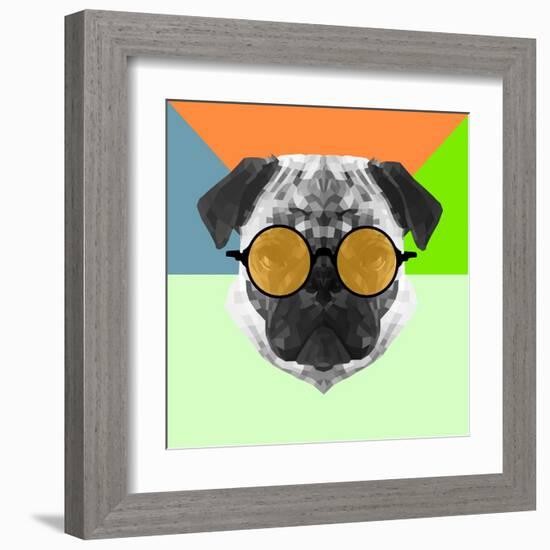 Party Pug in Yellow Glasses-Lisa Kroll-Framed Art Print