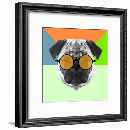 Party Pug in Yellow Glasses-Lisa Kroll-Framed Art Print