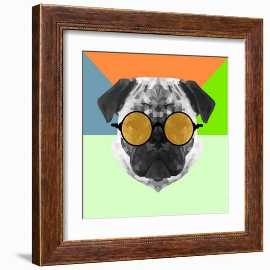 Party Pug in Yellow Glasses-Lisa Kroll-Framed Art Print