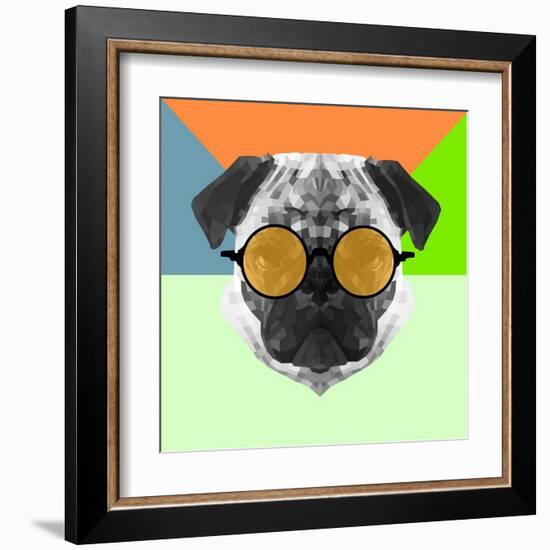 Party Pug in Yellow Glasses-Lisa Kroll-Framed Art Print