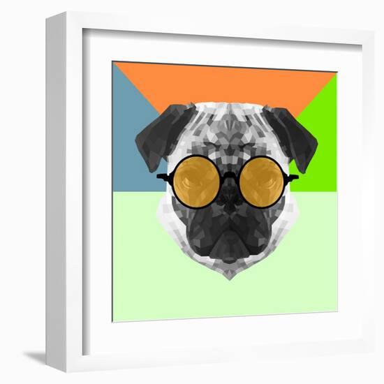 Party Pug in Yellow Glasses-Lisa Kroll-Framed Art Print