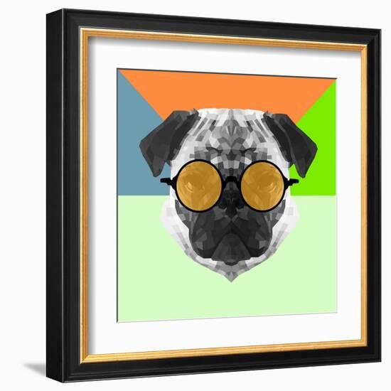 Party Pug in Yellow Glasses-Lisa Kroll-Framed Art Print