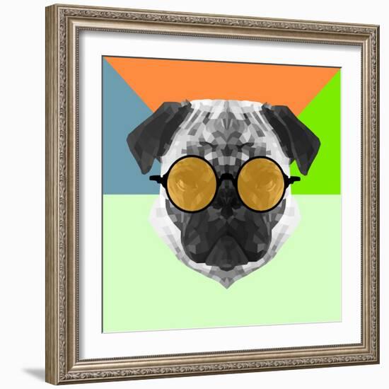 Party Pug in Yellow Glasses-Lisa Kroll-Framed Art Print