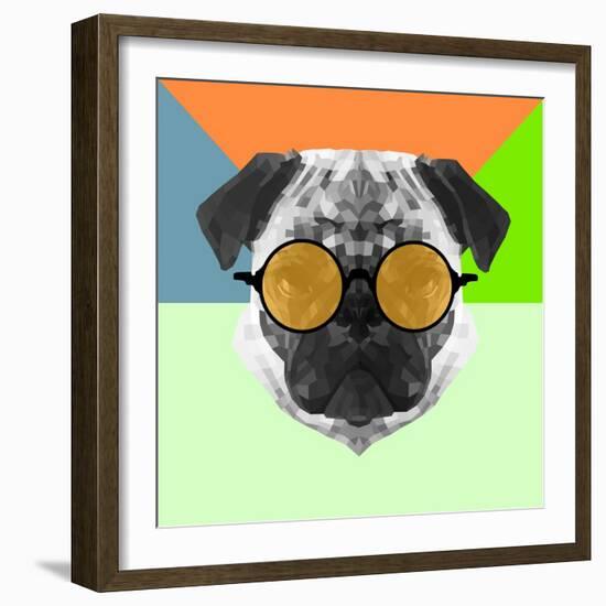 Party Pug in Yellow Glasses-Lisa Kroll-Framed Art Print