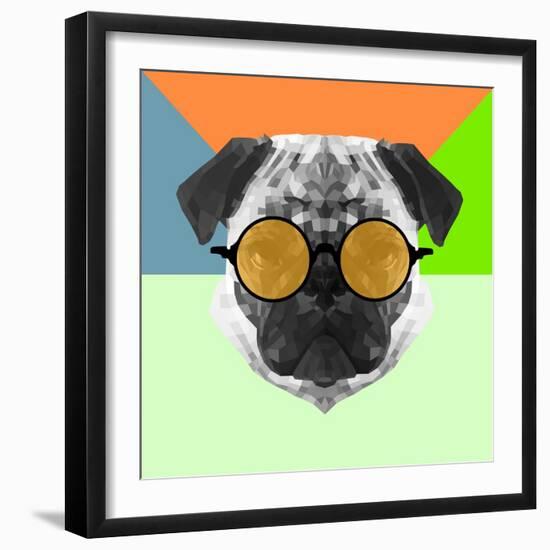 Party Pug in Yellow Glasses-Lisa Kroll-Framed Art Print