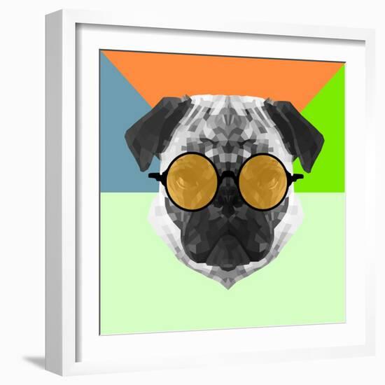 Party Pug in Yellow Glasses-Lisa Kroll-Framed Art Print