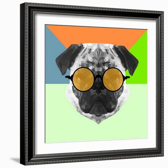 Party Pug in Yellow Glasses-Lisa Kroll-Framed Art Print