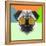 Party Pug in Yellow Glasses-Lisa Kroll-Framed Stretched Canvas