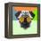 Party Pug in Yellow Glasses-Lisa Kroll-Framed Stretched Canvas