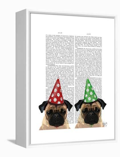 Party Pugs Pair-Fab Funky-Framed Stretched Canvas