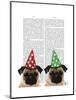 Party Pugs Pair-Fab Funky-Mounted Art Print