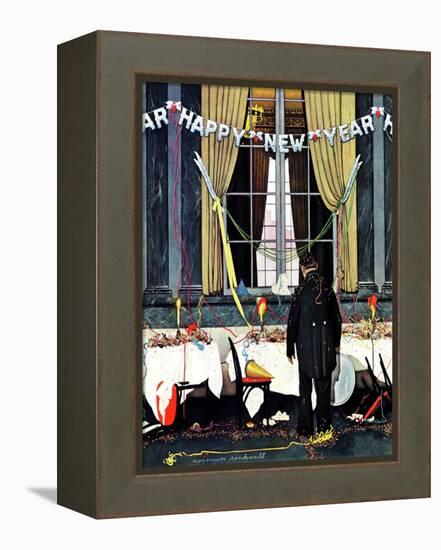 "Party's Over" or "Happy New Year", December 29,1945-Norman Rockwell-Framed Premier Image Canvas